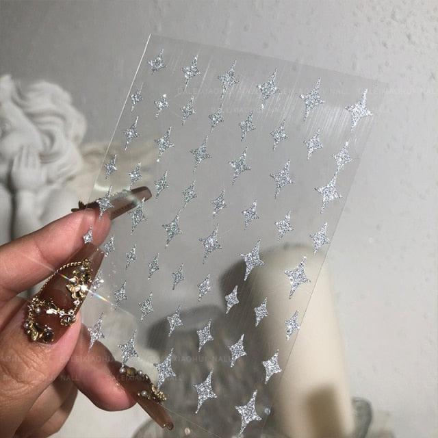Gold Christmas Snowflake 3D Nail Stickers Sparkly Iridescent Silver Xmas Tree Elk Deer Transfer Sliders Winter Nails Accessories Design Decor Tip Transfer Nail Decals Sticker For Pretty Girl Self-Adhesive Nail Decals Designer Nail Stickers Stevvex