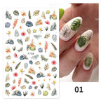 Flowers Leaves Line 3D Nail Stickers Autumn Winter Fall Leaf Design Transfer Sliders Abstract Waves Nail Art Decals Manicures  Decal Self-Adhesive 3D Wave Design Decoration for Women Girls Tape Nail Art Stickers Decal Decoration Stevvex