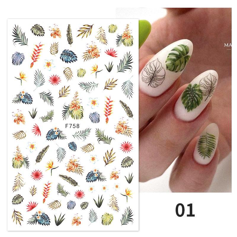 Flowers Leaves Line 3D Nail Stickers Autumn Winter Fall Leaf Design Transfer Sliders Abstract Waves Nail Art Decals Manicures  Decal Self-Adhesive 3D Wave Design Decoration for Women Girls Tape Nail Art Stickers Decal Decoration Stevvex