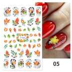 Flowers Leaves Line 3D Nail Stickers Autumn Winter Fall Leaf Design Transfer Sliders Abstract Waves Nail Art Decals Manicures  Decal Self-Adhesive 3D Wave Design Decoration for Women Girls Tape Nail Art Stickers Decal Decoration Stevvex
