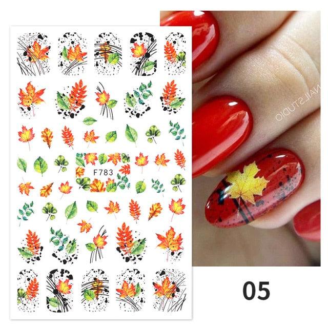 Flowers Leaves Line 3D Nail Stickers Autumn Winter Fall Leaf Design Transfer Sliders Abstract Waves Nail Art Decals Manicures  Decal Self-Adhesive 3D Wave Design Decoration for Women Girls Tape Nail Art Stickers Decal Decoration Stevvex