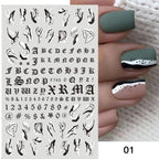 Flowers Leaves Line 3D Nail Stickers Autumn Winter Fall Leaf Design Transfer Sliders Abstract Waves Nail Art Decals Manicures  Decal Self-Adhesive 3D Wave Design Decoration for Women Girls Tape Nail Art Stickers Decal Decoration Stevvex