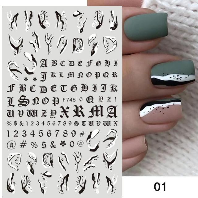 Flowers Leaves Line 3D Nail Stickers Autumn Winter Fall Leaf Design Transfer Sliders Abstract Waves Nail Art Decals Manicures  Decal Self-Adhesive 3D Wave Design Decoration for Women Girls Tape Nail Art Stickers Decal Decoration Stevvex