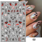 Flowers Leaves Line 3D Nail Stickers Autumn Winter Fall Leaf Design Transfer Sliders Abstract Waves Nail Art Decals Manicures  Decal Self-Adhesive 3D Wave Design Decoration for Women Girls Tape Nail Art Stickers Decal Decoration Stevvex