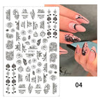 Flowers Leaves Line 3D Nail Stickers Autumn Winter Fall Leaf Design Transfer Sliders Abstract Waves Nail Art Decals Manicures  Decal Self-Adhesive 3D Wave Design Decoration for Women Girls Tape Nail Art Stickers Decal Decoration Stevvex