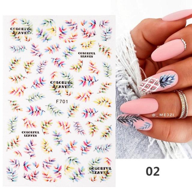 Flowers Leaves Line 3D Nail Stickers Autumn Winter Fall Leaf Design Transfer Sliders Abstract Waves Nail Art Decals Manicures  Decal Self-Adhesive 3D Wave Design Decoration for Women Girls Tape Nail Art Stickers Decal Decoration Stevvex