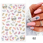 Flowers Leaves Line 3D Nail Stickers Autumn Winter Fall Leaf Design Transfer Sliders Abstract Waves Nail Art Decals Manicures  Decal Self-Adhesive 3D Wave Design Decoration for Women Girls Tape Nail Art Stickers Decal Decoration Stevvex