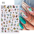 Flowers Leaves Line 3D Nail Stickers Autumn Winter Fall Leaf Design Transfer Sliders Abstract Waves Nail Art Decals Manicures  Decal Self-Adhesive 3D Wave Design Decoration for Women Girls Tape Nail Art Stickers Decal Decoration Stevvex