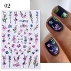 Flowers Leaves Line 3D Nail Stickers Autumn Winter Fall Leaf Design Transfer Sliders Abstract Waves Nail Art Decals Manicures  Decal Self-Adhesive 3D Wave Design Decoration for Women Girls Tape Nail Art Stickers Decal Decoration Stevvex