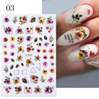 Flowers Leaves Line 3D Nail Stickers Autumn Winter Fall Leaf Design Transfer Sliders Abstract Waves Nail Art Decals Manicures  Decal Self-Adhesive 3D Wave Design Decoration for Women Girls Tape Nail Art Stickers Decal Decoration Stevvex