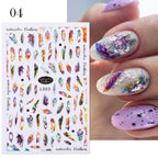 Flowers Leaves Line 3D Nail Stickers Autumn Winter Fall Leaf Design Transfer Sliders Abstract Waves Nail Art Decals Manicures  Decal Self-Adhesive 3D Wave Design Decoration for Women Girls Tape Nail Art Stickers Decal Decoration Stevvex