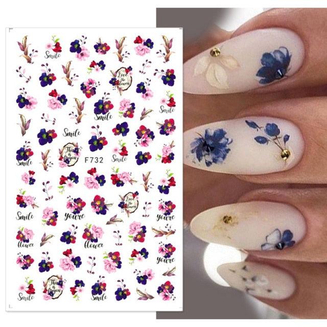 Flowers Leaves Line 3D Nail Stickers Autumn Winter Fall Leaf Design Transfer Sliders Abstract Waves Nail Art Decals Manicures  Decal Self-Adhesive 3D Wave Design Decoration for Women Girls Tape Nail Art Stickers Decal Decoration Stevvex