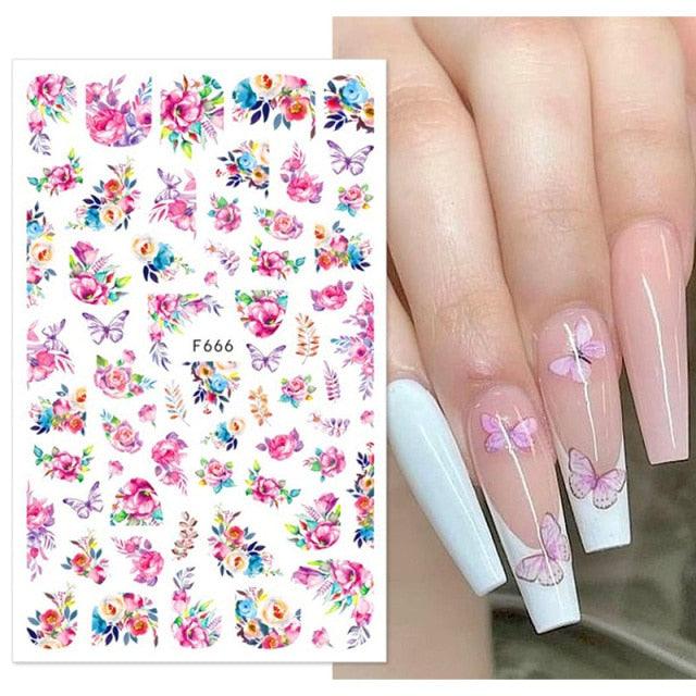 Flowers Leaves Line 3D Nail Stickers Autumn Winter Fall Leaf Design Transfer Sliders Abstract Waves Nail Art Decals Manicures  Decal Self-Adhesive 3D Wave Design Decoration for Women Girls Tape Nail Art Stickers Decal Decoration Stevvex
