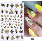 Flowers Leaves Line 3D Nail Stickers Autumn Winter Fall Leaf Design Transfer Sliders Abstract Waves Nail Art Decals Manicures  Decal Self-Adhesive 3D Wave Design Decoration for Women Girls Tape Nail Art Stickers Decal Decoration Stevvex