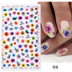 Flowers Leaves Line 3D Nail Stickers Autumn Winter Fall Leaf Design Transfer Sliders Abstract Waves Nail Art Decals Manicures  Decal Self-Adhesive 3D Wave Design Decoration for Women Girls Tape Nail Art Stickers Decal Decoration Stevvex