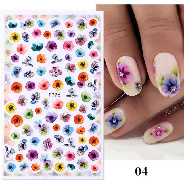Flowers Leaves Line 3D Nail Stickers Autumn Winter Fall Leaf Design Transfer Sliders Abstract Waves Nail Art Decals Manicures  Decal Self-Adhesive 3D Wave Design Decoration for Women Girls Tape Nail Art Stickers Decal Decoration Stevvex