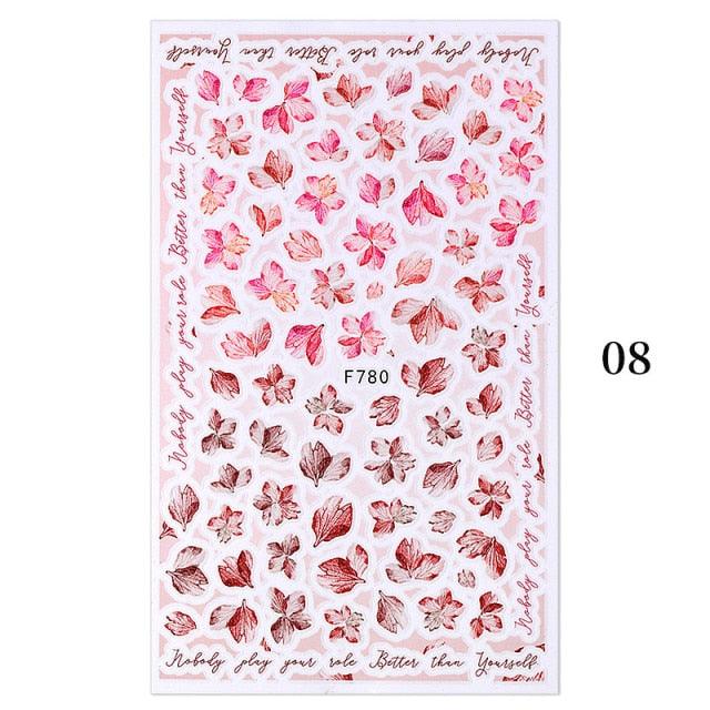Flowers Leaves Line 3D Nail Stickers Autumn Winter Fall Leaf Design Transfer Sliders Abstract Waves Nail Art Decals Manicures  Decal Self-Adhesive 3D Wave Design Decoration for Women Girls Tape Nail Art Stickers Decal Decoration Stevvex