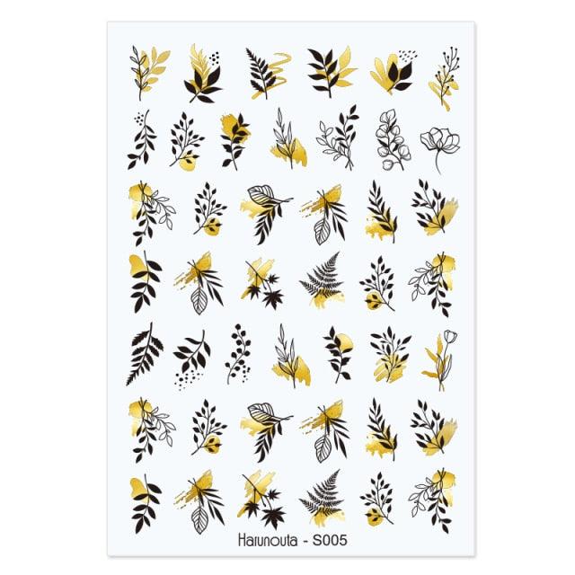 Flowers Leaves Line 3D Nail Stickers Autumn Winter Fall Leaf Design Transfer Sliders Abstract Waves Nail Art Decals Manicures  Decal Self-Adhesive 3D Wave Design Decoration for Women Girls Tape Nail Art Stickers Decal Decoration Stevvex