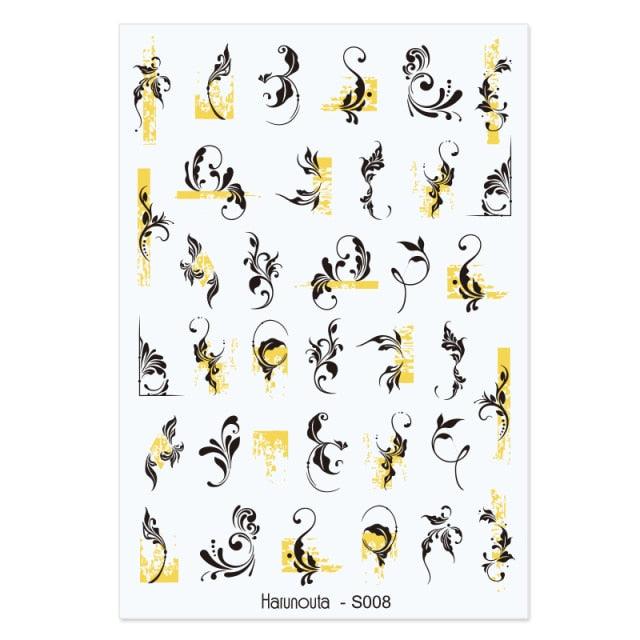 Flowers Leaves Line 3D Nail Stickers Autumn Winter Fall Leaf Design Transfer Sliders Abstract Waves Nail Art Decals Manicures  Decal Self-Adhesive 3D Wave Design Decoration for Women Girls Tape Nail Art Stickers Decal Decoration Stevvex