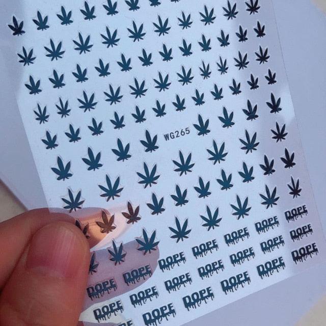 New Mixed Acrylic Stickers Manicure Decoration Weed Leaf Designs Nail Accessories Nail Art Decals Water Transfer Nail Decals Sticker For Pretty Girl Self-Adhesive Nail Decals Designer Nail Stickers for Acrylic Stevvex