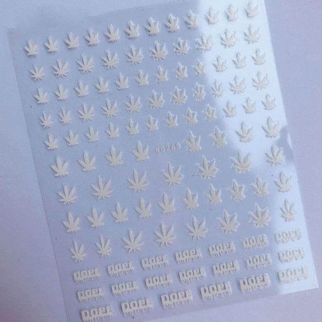 New Mixed Acrylic Stickers Manicure Decoration Weed Leaf Designs Nail Accessories Nail Art Decals Water Transfer Nail Decals Sticker For Pretty Girl Self-Adhesive Nail Decals Designer Nail Stickers for Acrylic Stevvex