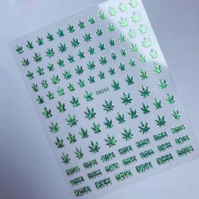 New Mixed Acrylic Stickers Manicure Decoration Weed Leaf Designs Nail Accessories Nail Art Decals Water Transfer Nail Decals Sticker For Pretty Girl Self-Adhesive Nail Decals Designer Nail Stickers for Acrylic Stevvex