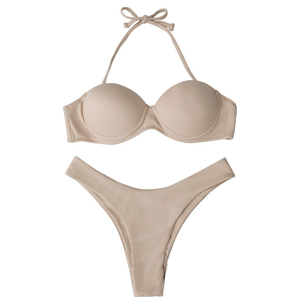 Bikini Swimwear Women Swimsuit  Leopard Bikini Set Women's Halter Triangle Bikini Bottom Cheeky Two Piece Swimsuits Push Up Bathing Suit Female Summer Beach Wear Stevvex