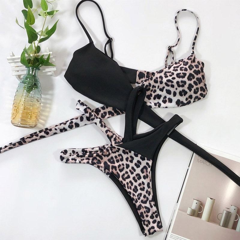 Women High Waist Bikini Swimsuit Swimwear Female Women Metal Ring Cross Bandage Bikini Set Swimsuit Two Piece Cutout Tie Back Bathing Suit Thong Bikini Set Bathing Suit Bather Stevvex