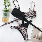 Women High Waist Bikini Swimsuit Swimwear Female Women Metal Ring Cross Bandage Bikini Set Swimsuit Two Piece Cutout Tie Back Bathing Suit Thong Bikini Set Bathing Suit Bather Stevvex