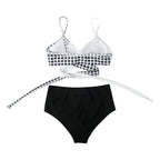 Modern Floral Bikini 2 Pieces Flower Print Bikini Set Women Crisscross High Waist String 2 Piece Bathing Suits High Waist Women's Swimsuit Shorts Solid Bikini Floral Summer Bikini Set