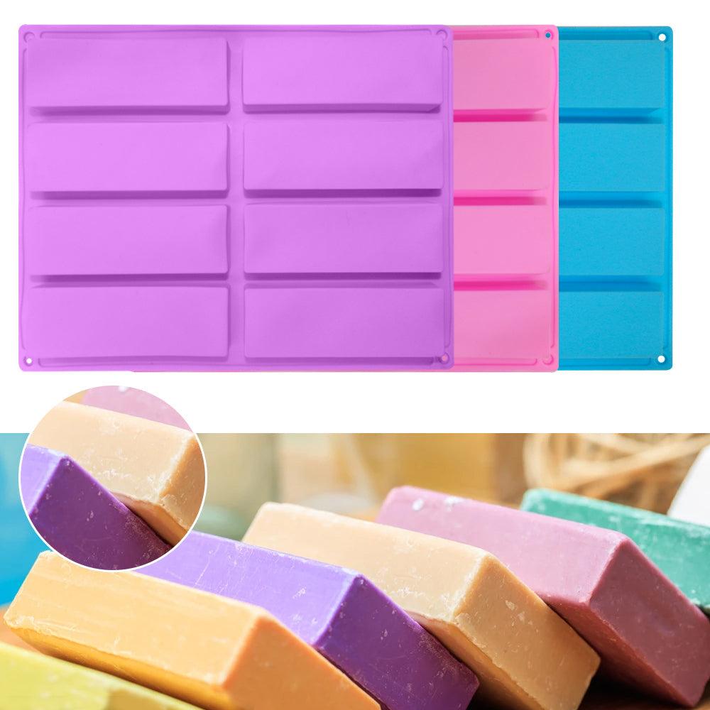 8 Cavity Cake Mold Rectangular Chocolate Silicone Moulds Handmade Soap Mold Moon Cake Decorate Baking Mould Cube Tray Ice Bar Silicone Mold Cereal Energy Bar Mold Butter Mold Stevvex