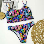 Halter Bikini Bandage Swimsuit Solid Swimwear Sport Liquid Metallic Shiny String Bikini 2 Piece Swimsuit Set Women Shiny Bikini Set Bathing Suit Push Up Two-piece Suit Stevvex