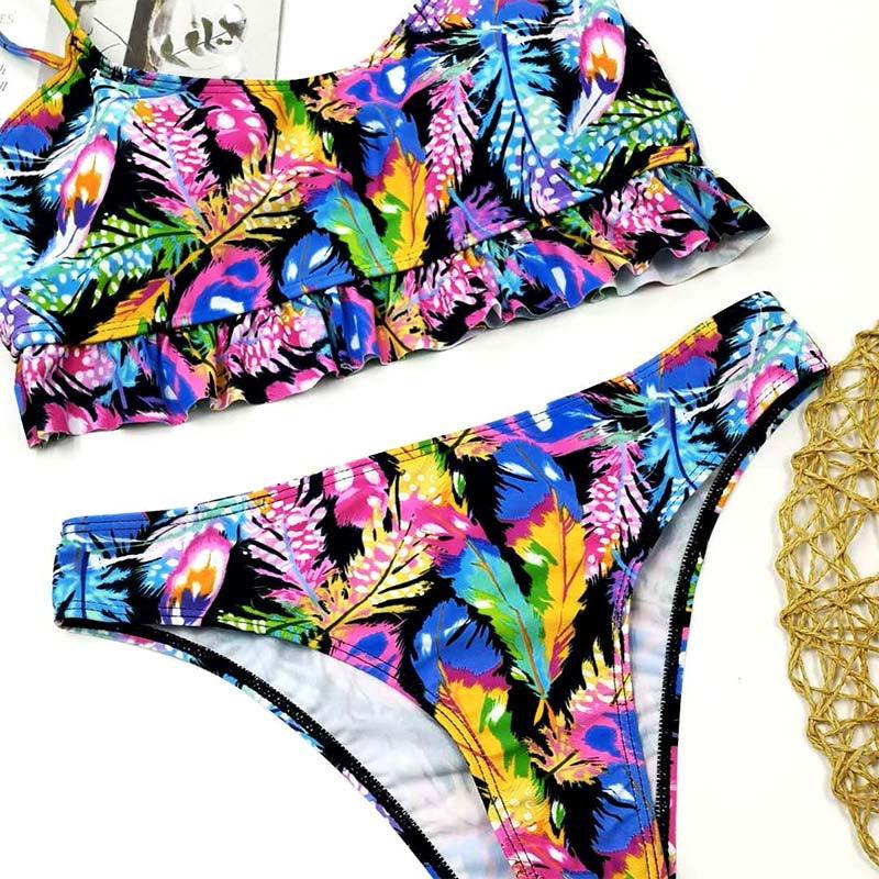 Halter Bikini Bandage Swimsuit Solid Swimwear Sport Liquid Metallic Shiny String Bikini 2 Piece Swimsuit Set Women Shiny Bikini Set Bathing Suit Push Up Two-piece Suit Stevvex