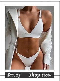 High Waist Bikinis Swimwear Women Push Up Swimsuits Solid High Waist Bikini Sets Sporty Two Pieces Swimsuit Scoop Neck Bathing Suits for Women Ribbed Bathing Suits High Cut Summer Beachwear Stevvex