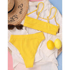 High Waist Bikinis Swimwear Women Push Up Swimsuits Solid High Waist Bikini Sets Sporty Two Pieces Swimsuit Scoop Neck Bathing Suits for Women Ribbed Bathing Suits High Cut Summer Beachwear Stevvex
