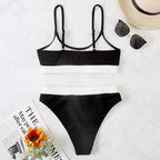 High Waist Bikinis Swimwear Women Push Up Swimsuits Solid High Waist Bikini Sets Sporty Two Pieces Swimsuit Scoop Neck Bathing Suits for Women Ribbed Bathing Suits High Cut Summer Beachwear Stevvex