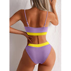 High Waist Bikinis Swimwear Women Push Up Swimsuits Solid High Waist Bikini Sets Sporty Two Pieces Swimsuit Scoop Neck Bathing Suits for Women Ribbed Bathing Suits High Cut Summer Beachwear Stevvex