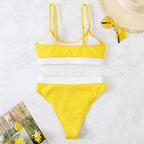 High Waist Bikinis Swimwear Women Push Up Swimsuits Solid High Waist Bikini Sets Sporty Two Pieces Swimsuit Scoop Neck Bathing Suits for Women Ribbed Bathing Suits High Cut Summer Beachwear Stevvex
