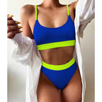 High Waist Bikini Swimsuits Women Push Up Swimwear Ribbed Bathing Suit Strap  Bikinis Set Beachwear High Waist Bathing Suit Full Coverage Two Piece Swimsuit Stevvex