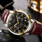 Men's Elegant Watch With Chronometers And Leather Belts  Business Style Perfect Gift Excellent Look - SJB-DIAMOND ELITES