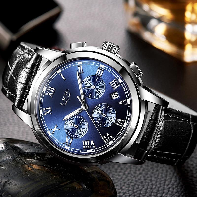 Men's Elegant Watch With Chronometers And Leather Belts  Business Style Perfect Gift Excellent Look - SJB-DIAMOND ELITES
