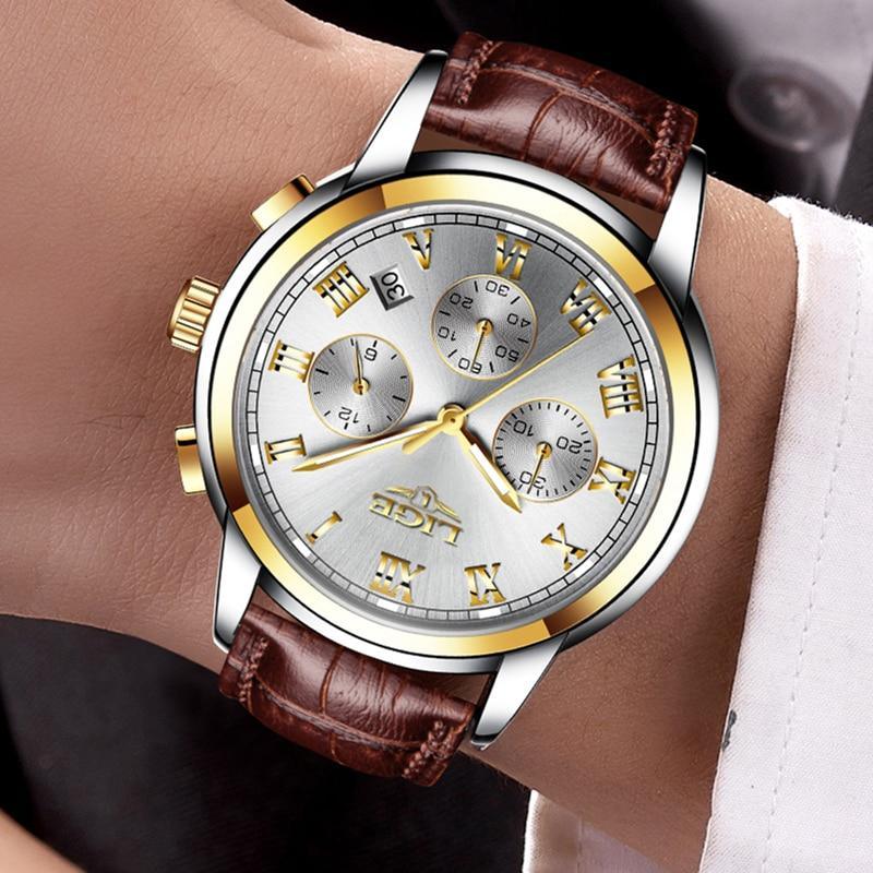 Men's Elegant Watch With Chronometers And Leather Belts  Business Style Perfect Gift Excellent Look - SJB-DIAMOND ELITES