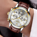 Men's Elegant Watch With Chronometers And Leather Belts  Business Style Perfect Gift Excellent Look - SJB-DIAMOND ELITES