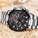 Men's  Watch With Chronometers Day Display And Fluorescent Hands Unique Design Excellent Gift Stevvex