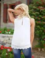 Lace Women Blouse Vintage Sleeveless White Crochet Casual Shirts Tops - SJB-DIAMOND ELITES