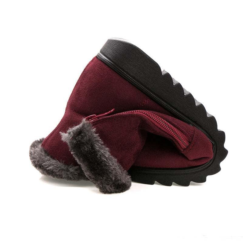 Beautiful Red Womens Ankle Boots New Fashion Waterproof Platform Winter Warm Snow Boots Outdoor Warm Mid-Calf Boot Non-Slip Water Resistant Winter Cold Weather Elegant Shoes Stevvex
