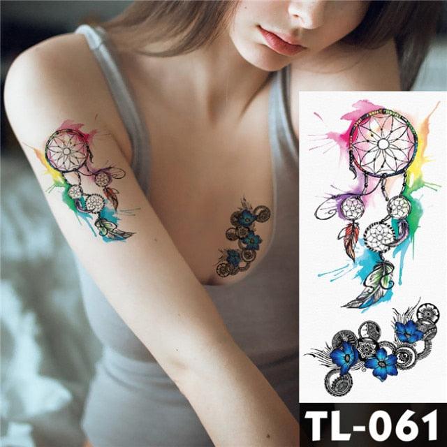 New Colorful And Black Womens Tattoo Temporary Flower Waterproof Elegant Modern Tattoo Realistic Design Stevvex