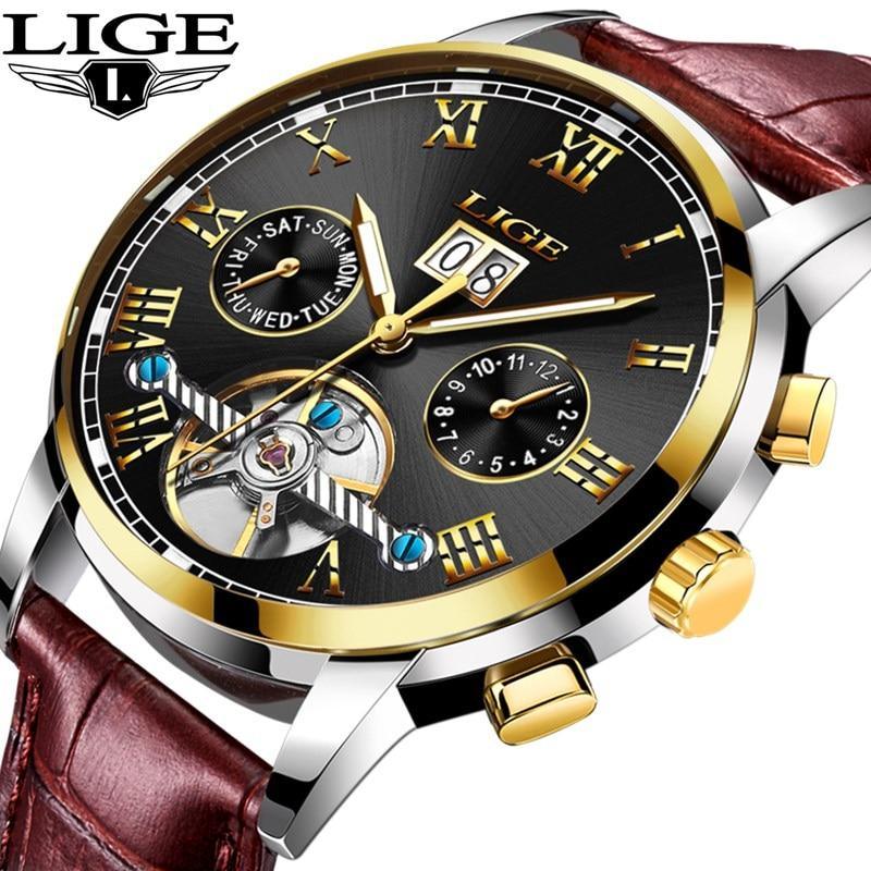 Business Men's Waterproof Watch With Chronometers Date Large Roman Numerals And Decorative Spiral Stevvex