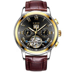 Business Men's Waterproof Watch With Chronometers Date Large Roman Numerals And Decorative Spiral Stevvex