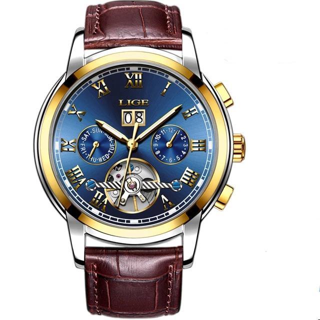 Business Men's Waterproof Watch With Chronometers Date Large Roman Numerals And Decorative Spiral Stevvex